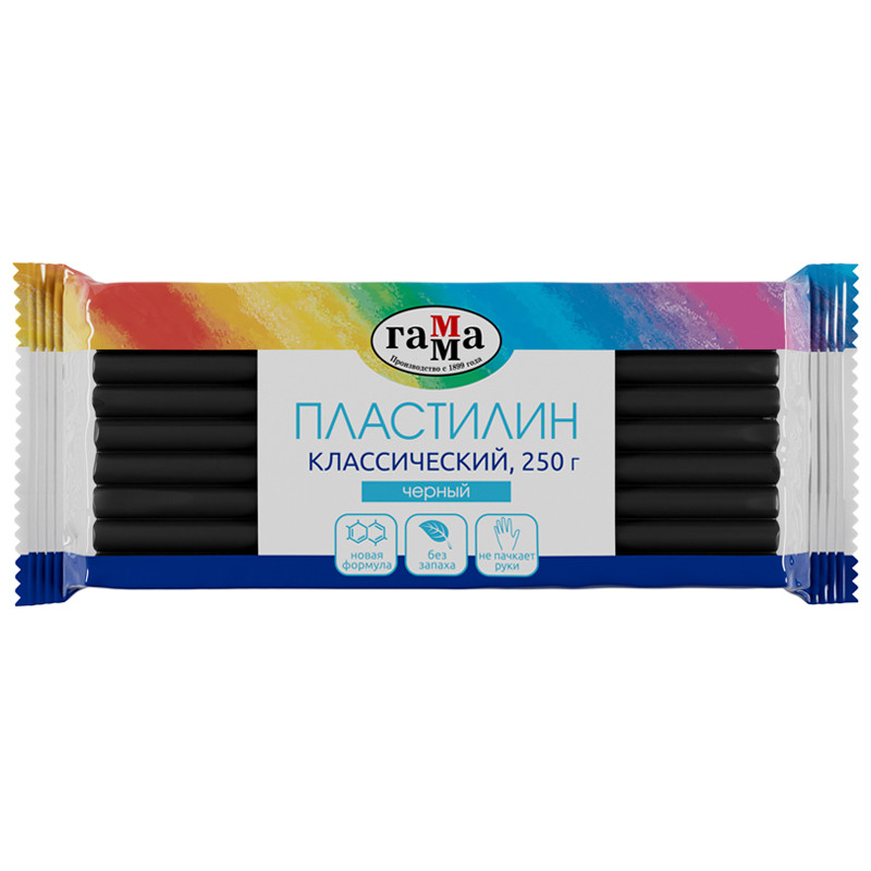 Пластилин Гамма "Классический", черный, 250г, 274073