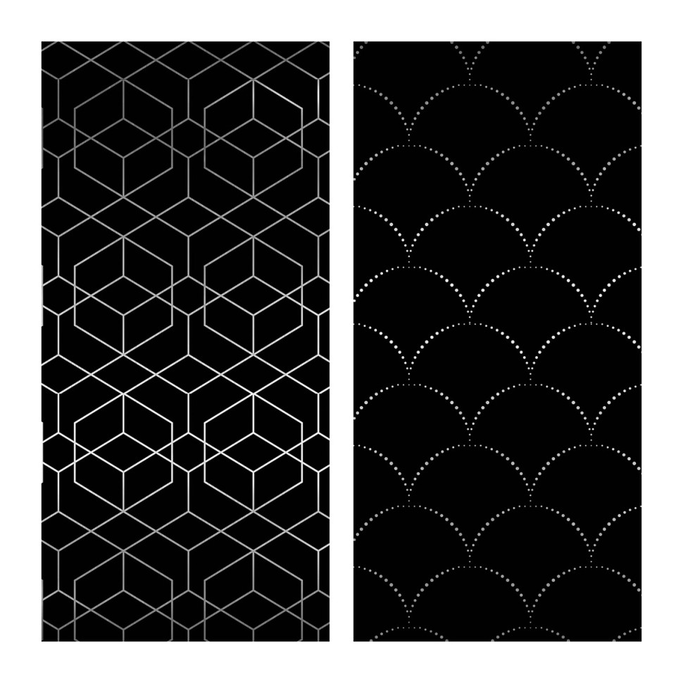 Упаковочная бумага глянц. 70*100см, MESHU "Pattern on black", 80г/м2, ассорти 2 дизайна, 383942