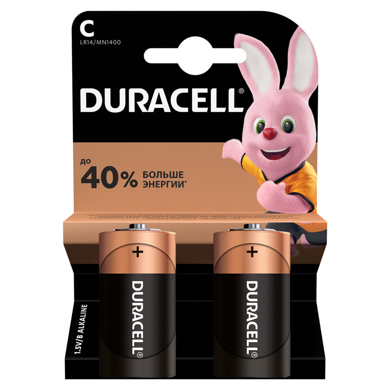 Батарейка Duracell Basic C (LR14) алкалиновая, 2BL, 176949