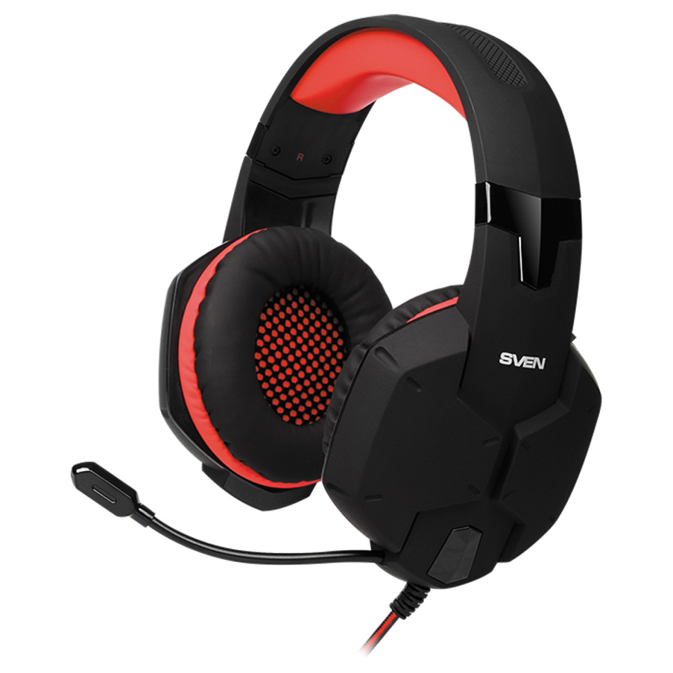 Наушники с микрофоном Sven AP-G988MV (с регулятором громкости), 2,2м, красный, черный, 353143