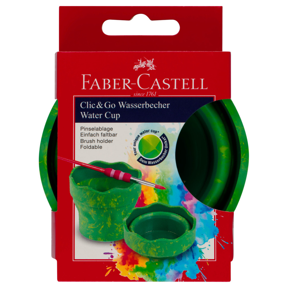 Стакан для воды Faber-Castell "Clic&Go", складной, зеленый мрамор, 386611
