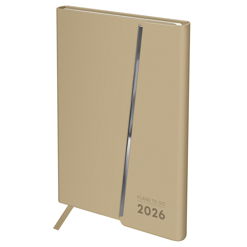 Ежедневник датированный 2026г., А5, 176л., твердый переплет, кожзам Soft touch, BG "Magnet. Vanilla", ванильный, магнитный клапан, 380163