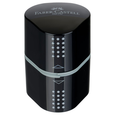 Точилка пластиковая Faber-Castell "Trio Grip 2001" 3 отверстия, 2 контейнера, черная, 386616