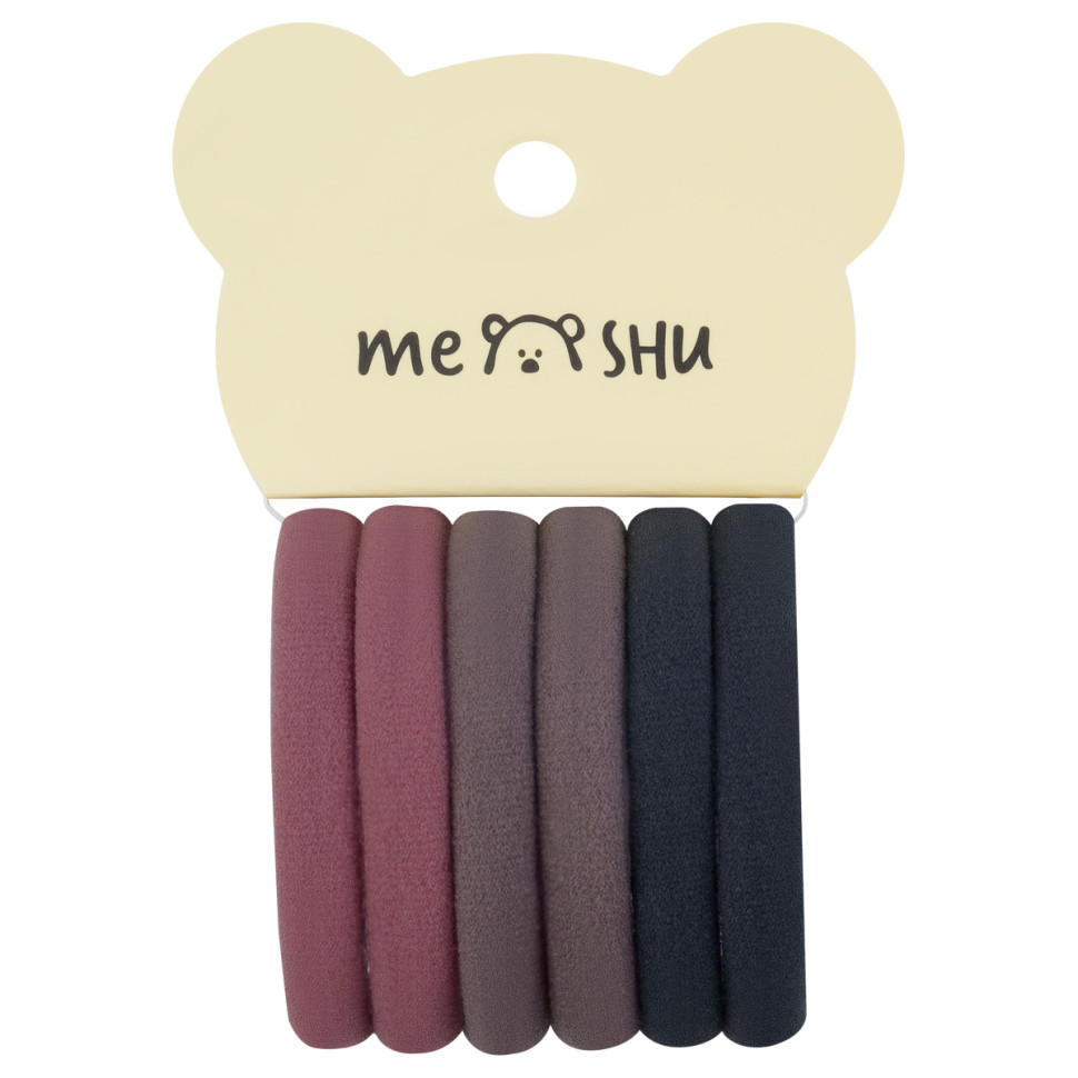Резинки для волос MESHU "Essence thin", винные, коричневые, графитовые, 6шт., европодвес, 12 штук, 369176
