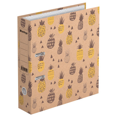 Папка-регистратор Berlingo "Pineapple", 70мм, крафт-бумага, с рисунком, 275426