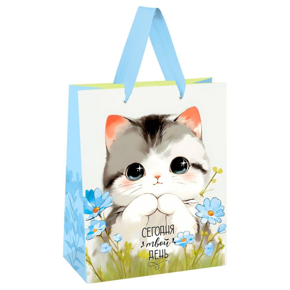 Пакет подарочный 18*23*10см MESHU "Cute kitten", матовая ламинация, 24 штук, 382262