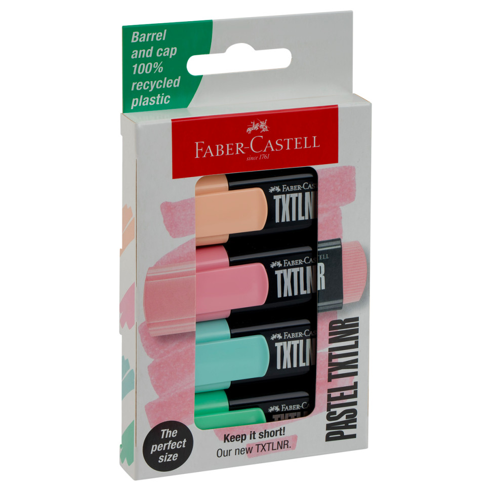 Набор текстовыделителей Faber-Castell "Pastel mini" 04 цв., пастельные ассорти, 1-5мм, картон, европодвес, 386617