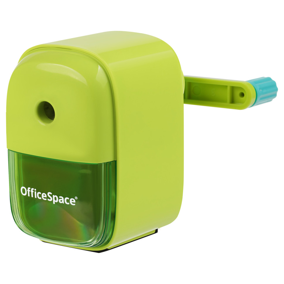 Точилка механическая OfficeSpace, пласт. корпус, зеленая, инд. упаковка, 384207