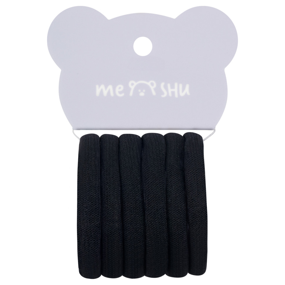 Резинки для волос MESHU "Essence thin", черные, 6шт., европодвес, 12 штук, 369178