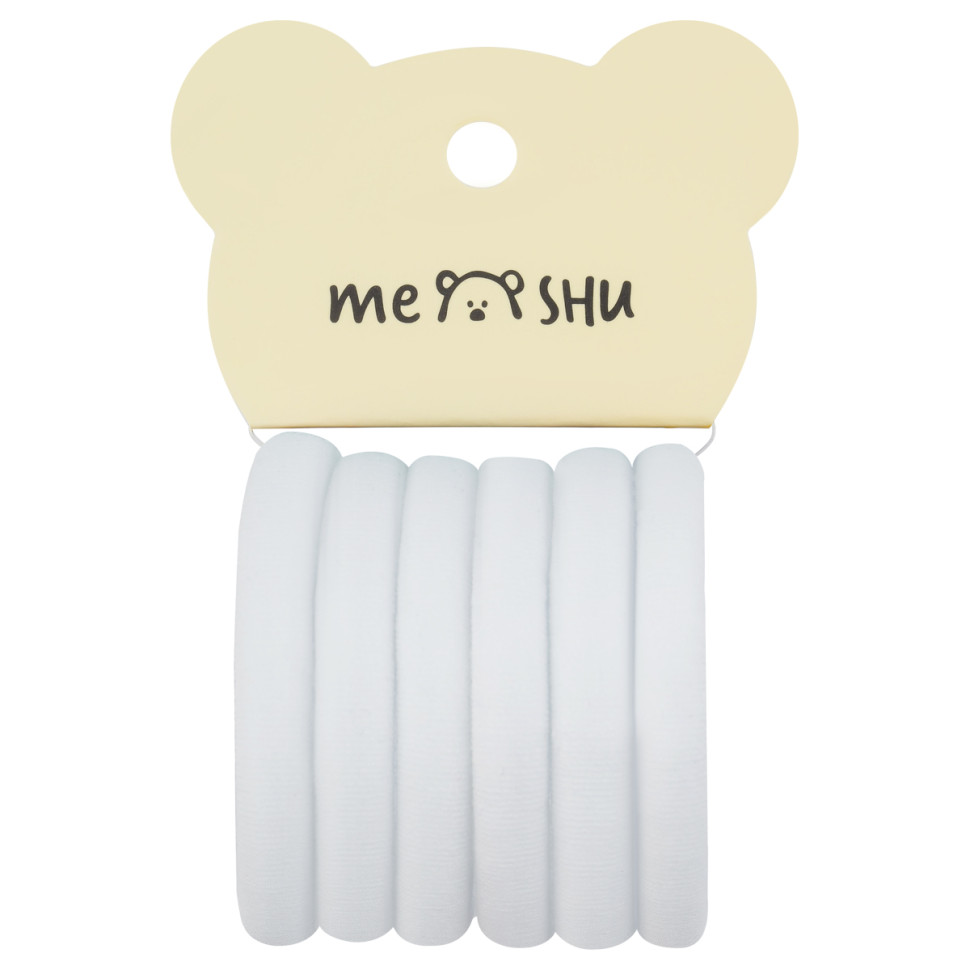 Резинки для волос MESHU "Essence thin", белые, 6шт., европодвес, 12 штук, 369179
