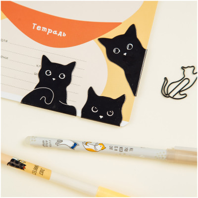 Закладки магнитные для книг, 3шт., MESHU "Black cat", 344777