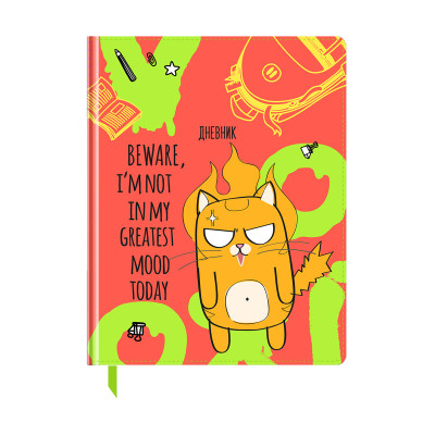 Дневник 1-11 кл. 48л. (твердый) BG "Mood today", иск. кожа, полноцветная неоновая печать, 345190