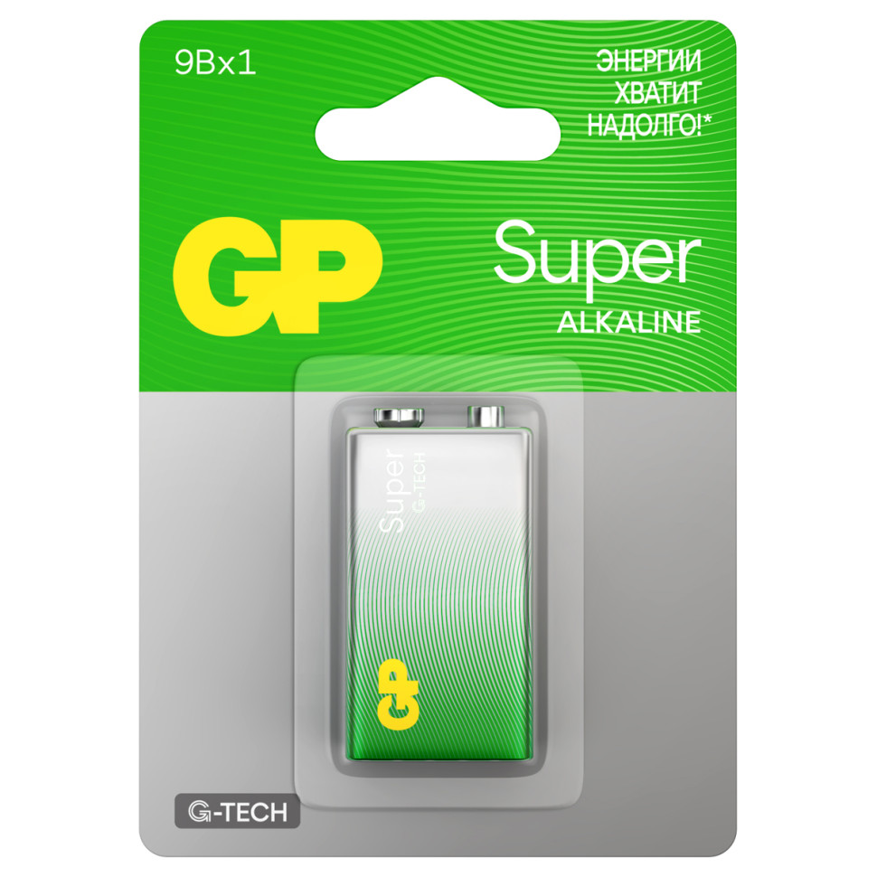 Батарейка GP Super G-Tech MN1604 (6LR61) Крона, алкалиновая, BC1, 374895