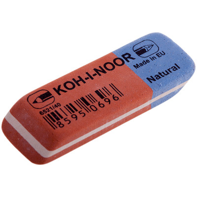 Ластик Koh-I-Noor "Blue Star" 40, скошенный, комбинированный, натуральный каучук, 57*19,5*8мм, 40 штук, 001451