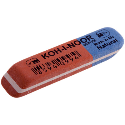 Ластик Koh-I-Noor "Blue Star" 60, скошенный, комбинированный, натуральный каучук, 57*14*8мм, 56 штук, 027649