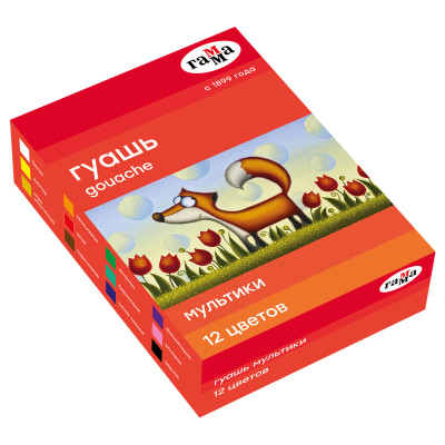 Гуашь Гамма "Мультики", 12 цветов, 20мл, картон. упаковка, 001399