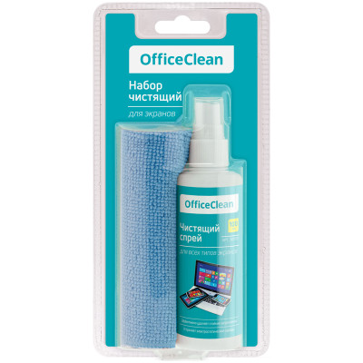 Чистящий спрей OfficeClean для всех типов экранов и мониторов, в комплекте салфетка из микрофибры, 307371