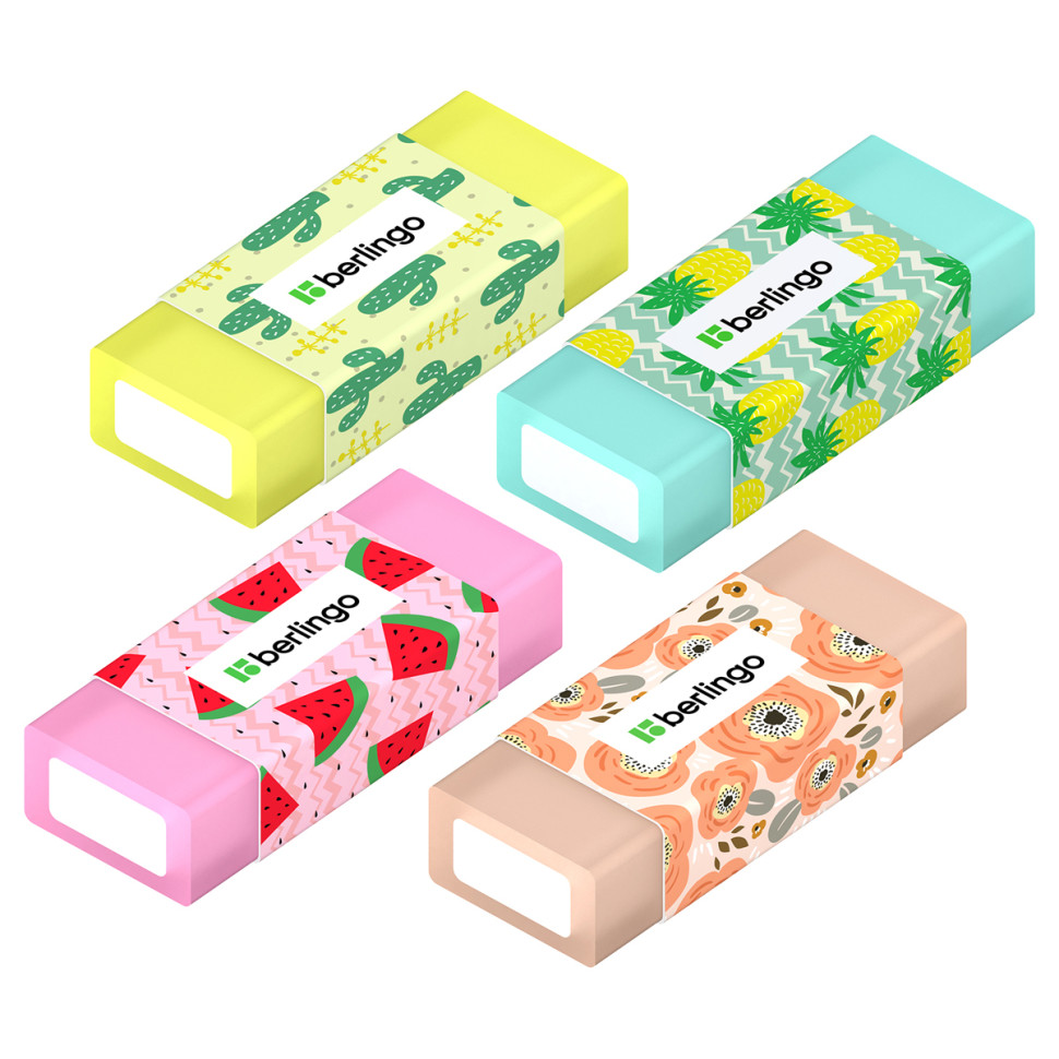 Ластик Berlingo "Funline. Fruits and Flowers", цвета ассорти, 50*20*11мм, 281895 Ластик Berlingo "Funline. Fruits and Flowers", цвета ассорти, 50*20*11мм, 281895