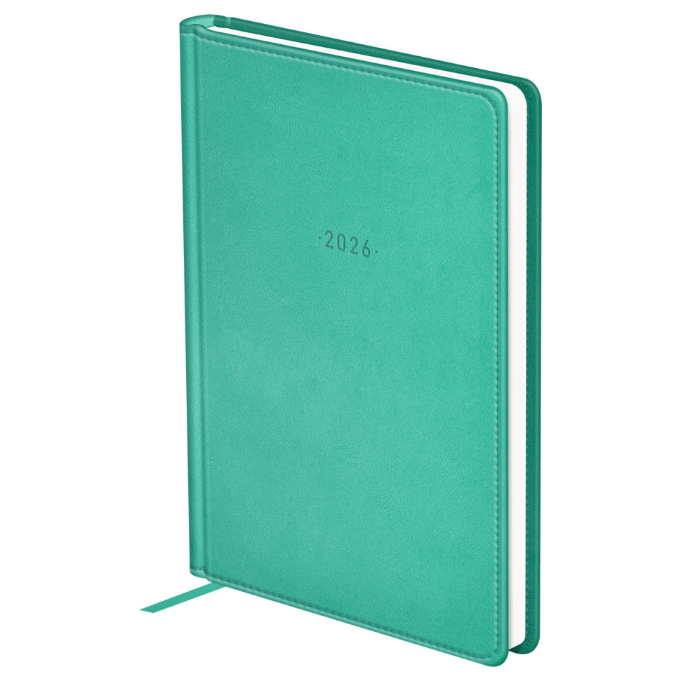 Ежедневник датированный 2026г., А5, 176л., твердый переплет, кожзам, BG "Winner. Light teal", светло-бирюзовый, 380074