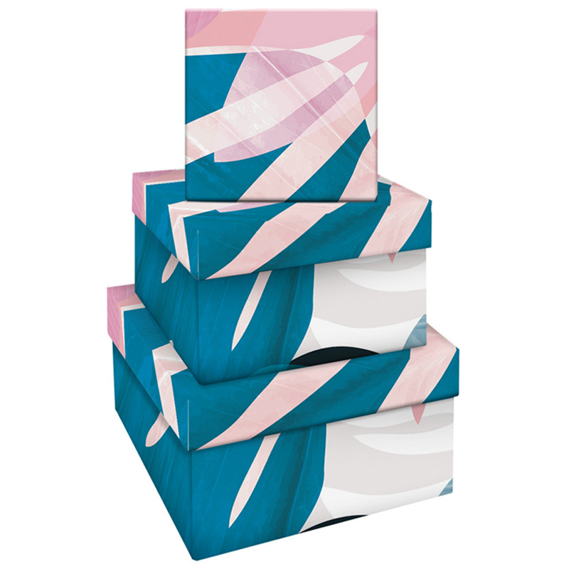 Набор квадратных коробок 3в1, MESHU "Tropical Flower", (19,5*19,5*11-15,5*15,5*9см), 341878